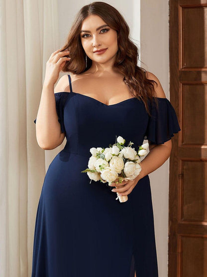 ever REYA|Stylish Cold Shoulder Flare Sleeves Flowy Bridesmaid Dress