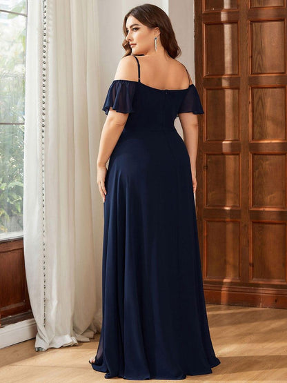 ever REYA|Cold Shoulder High Slit Chiffon Wedding Guest Dress