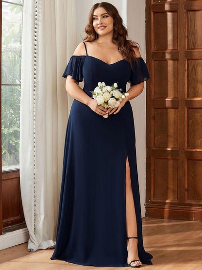 ever REYA|Stylish Cold Shoulder Flare Sleeves Flowy Bridesmaid Dress