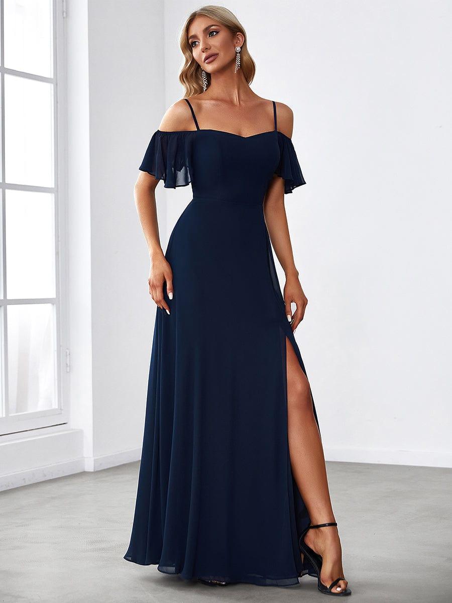 ever REYA|Stylish Cold Shoulder Flare Sleeves Flowy Bridesmaid Dress