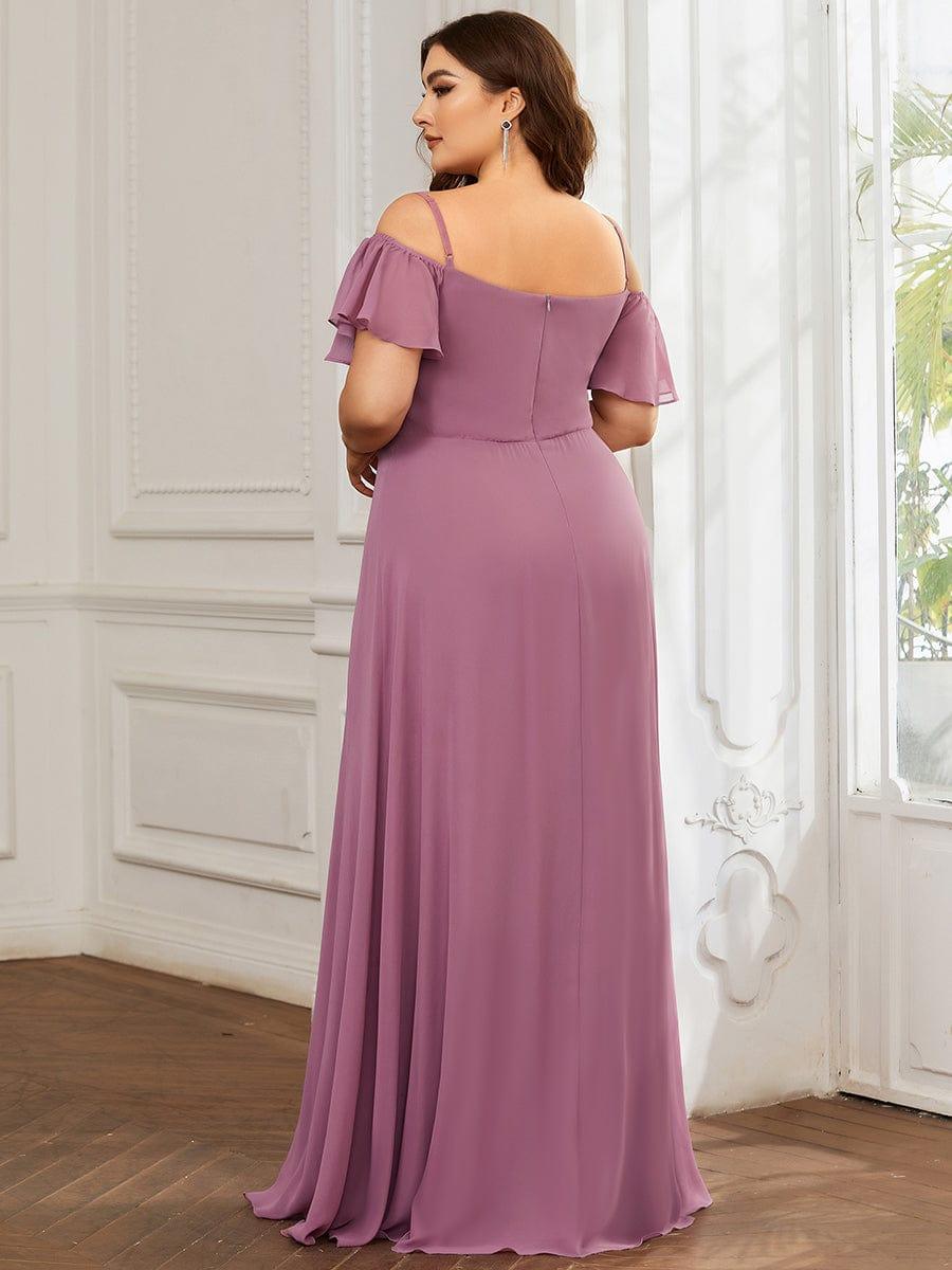 ever REYA|Cold Shoulder High Slit Chiffon Wedding Guest Dress