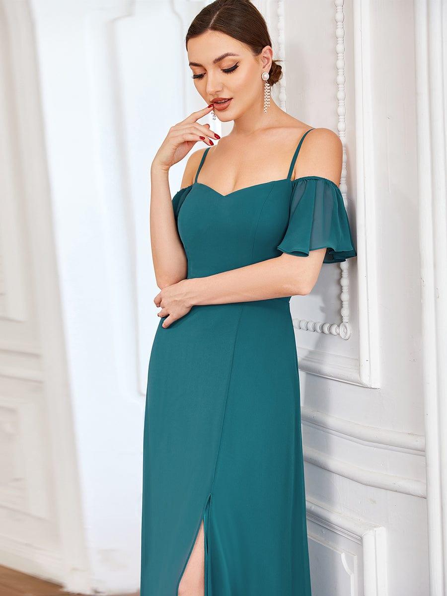 ever REYA|Stylish Cold Shoulder Flare Sleeves Flowy Bridesmaid Dress