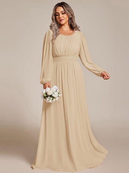 ever CELESTE|Long Sleeve Chiffon A-Line Empire Waist Formal Dress