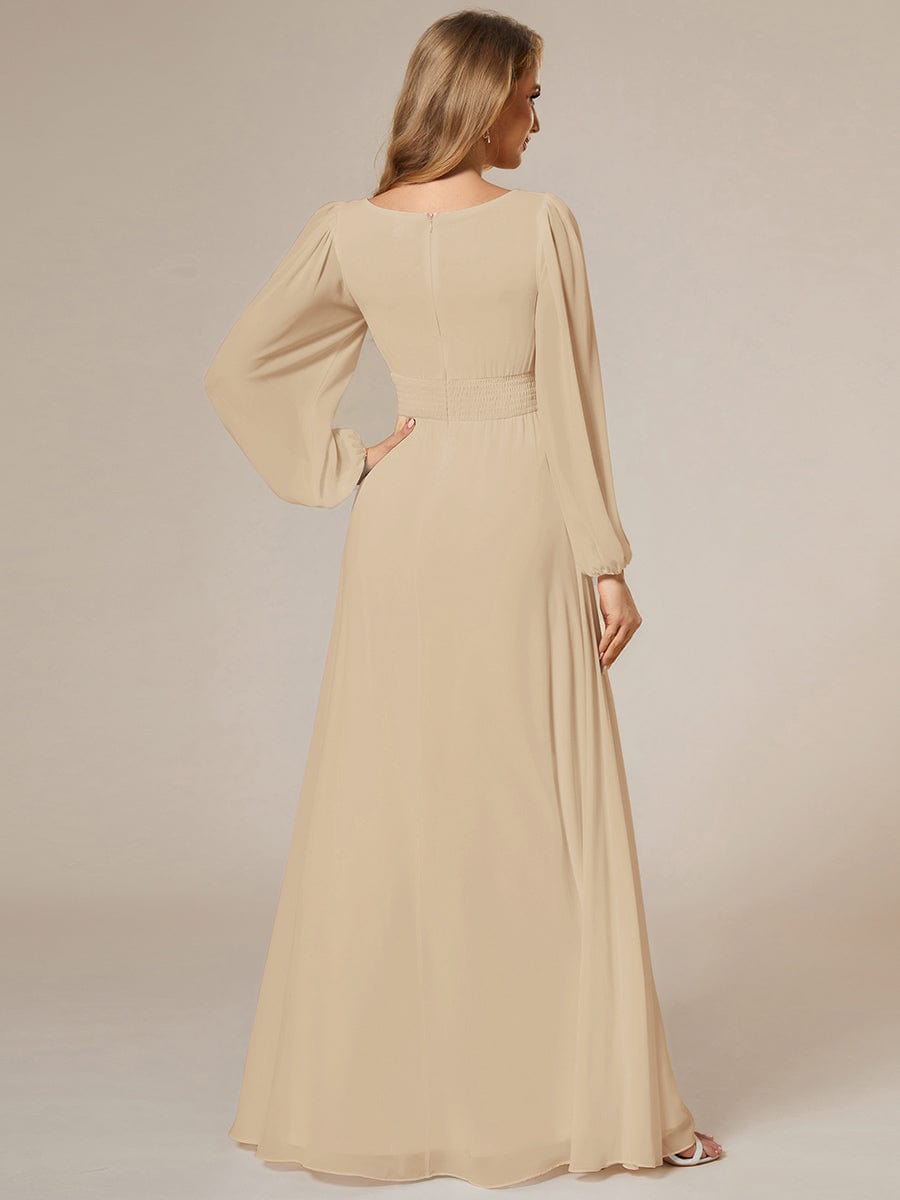 ever CELESTE|Long Sleeve Chiffon A-Line Empire Waist Formal Dress