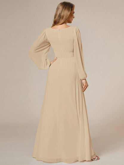 ever CELESTE|Long Sleeve Chiffon A-Line Empire Waist Formal Dress