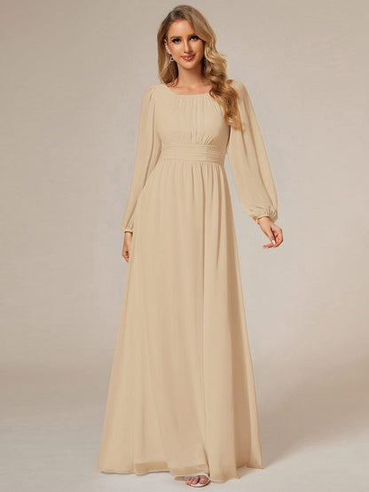 ever CELESTE|Long Sleeve Chiffon A-Line Empire Waist Formal Dress