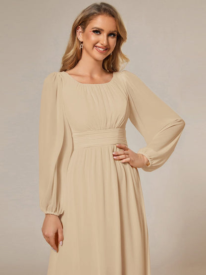 ever CELESTE|Long Sleeve Chiffon A-Line Empire Waist Formal Dress