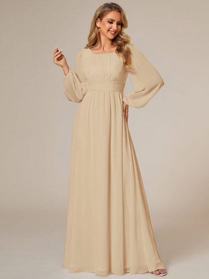 ever CELESTE|Long Sleeve Chiffon A-Line Empire Waist Formal Dress