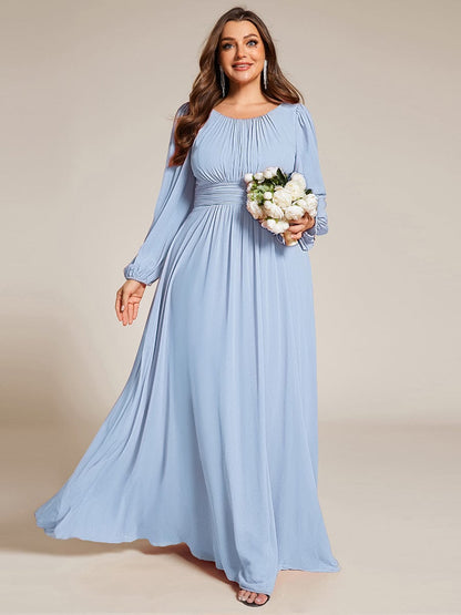 ever CELESTE|Long Sleeve Chiffon A-Line Empire Waist Formal Dress