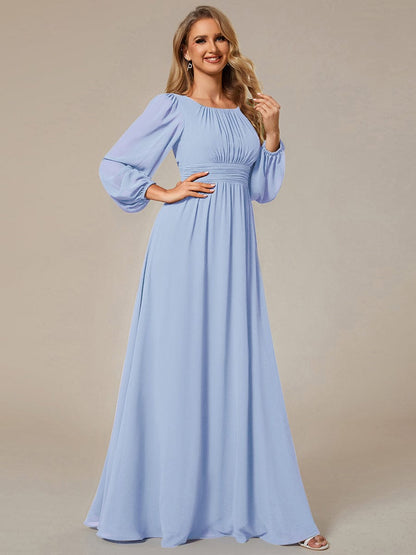 ever CELESTE|Long Sleeve Chiffon A-Line Empire Waist Formal Dress