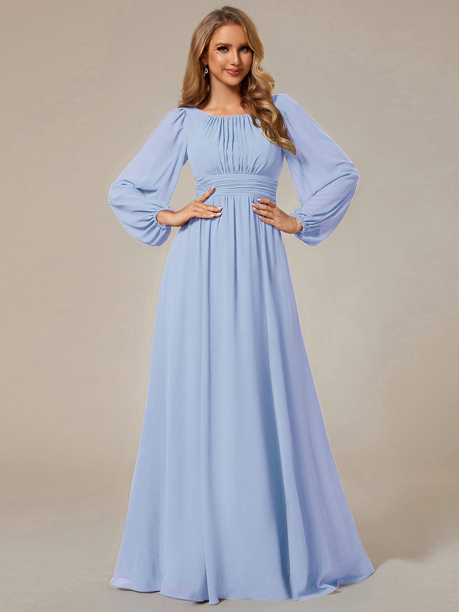 ever CELESTE|Long Sleeve Chiffon A-Line Empire Waist Formal Dress