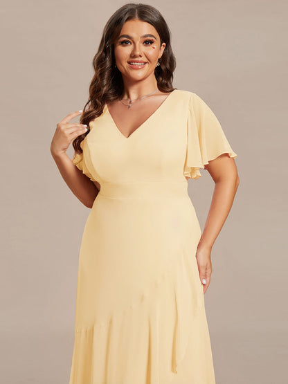 ever OREE|Ruffles Sleeve V-Neck Chiffon Bridesmaid Dress