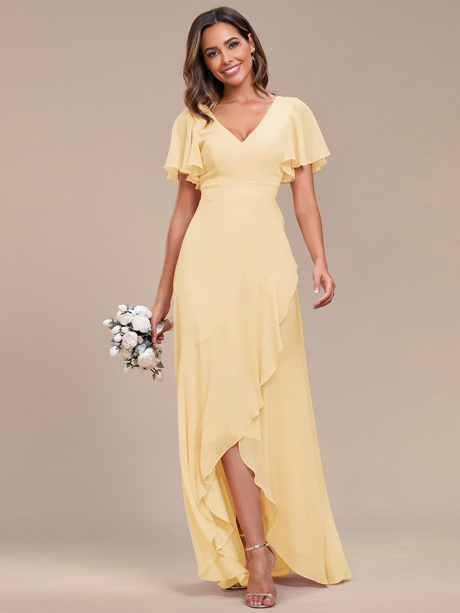 ever OREE|Ruffles Sleeve V-Neck Chiffon Bridesmaid Dress
