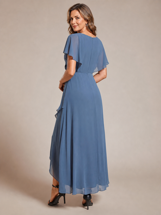 ever LILAS|Elegant A-line Waist Applique Ruffled Mother of the Bride Dress